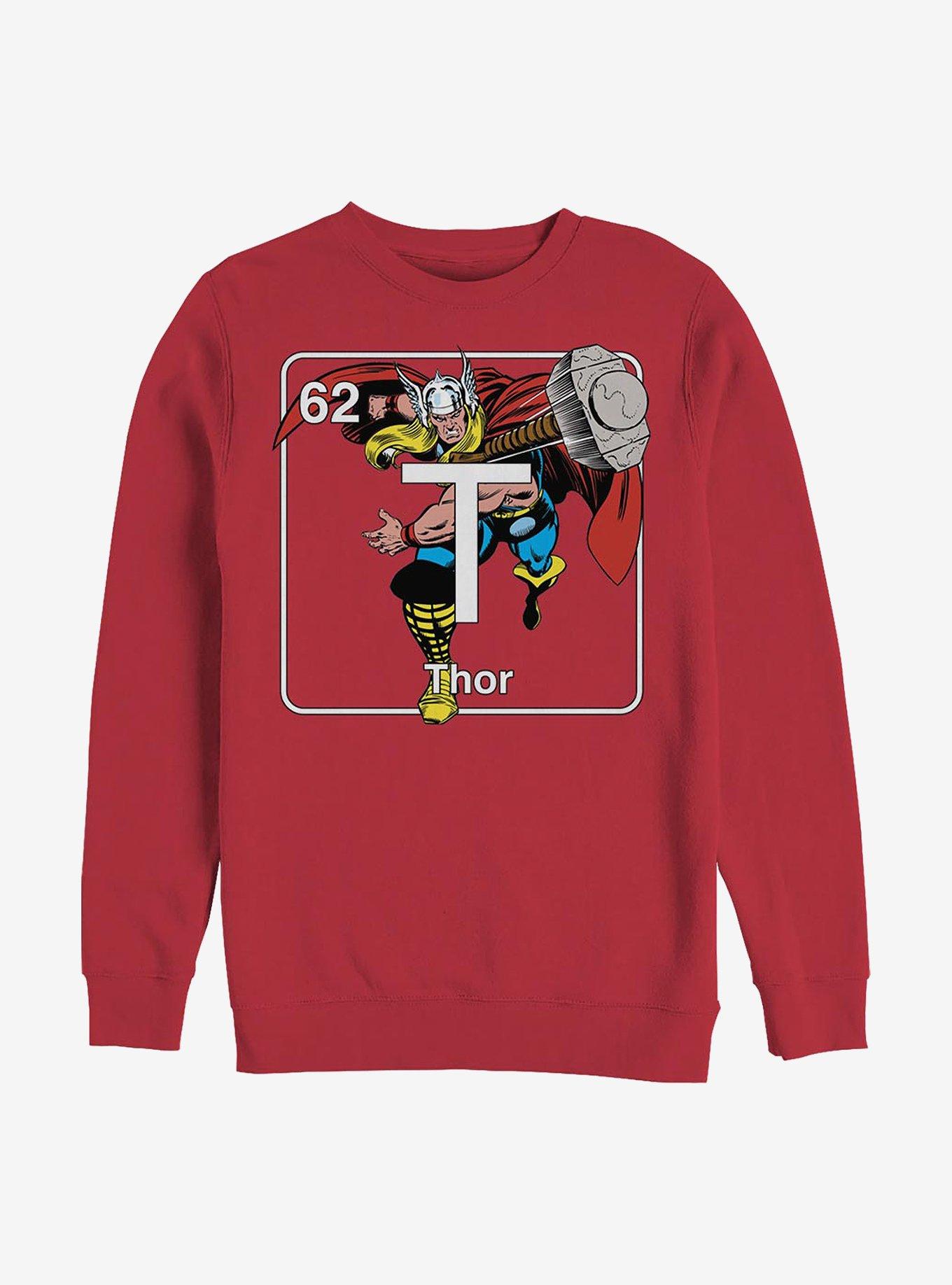 Marvel Thor Periodic Thor Crew Sweatshirt, RED, hi-res