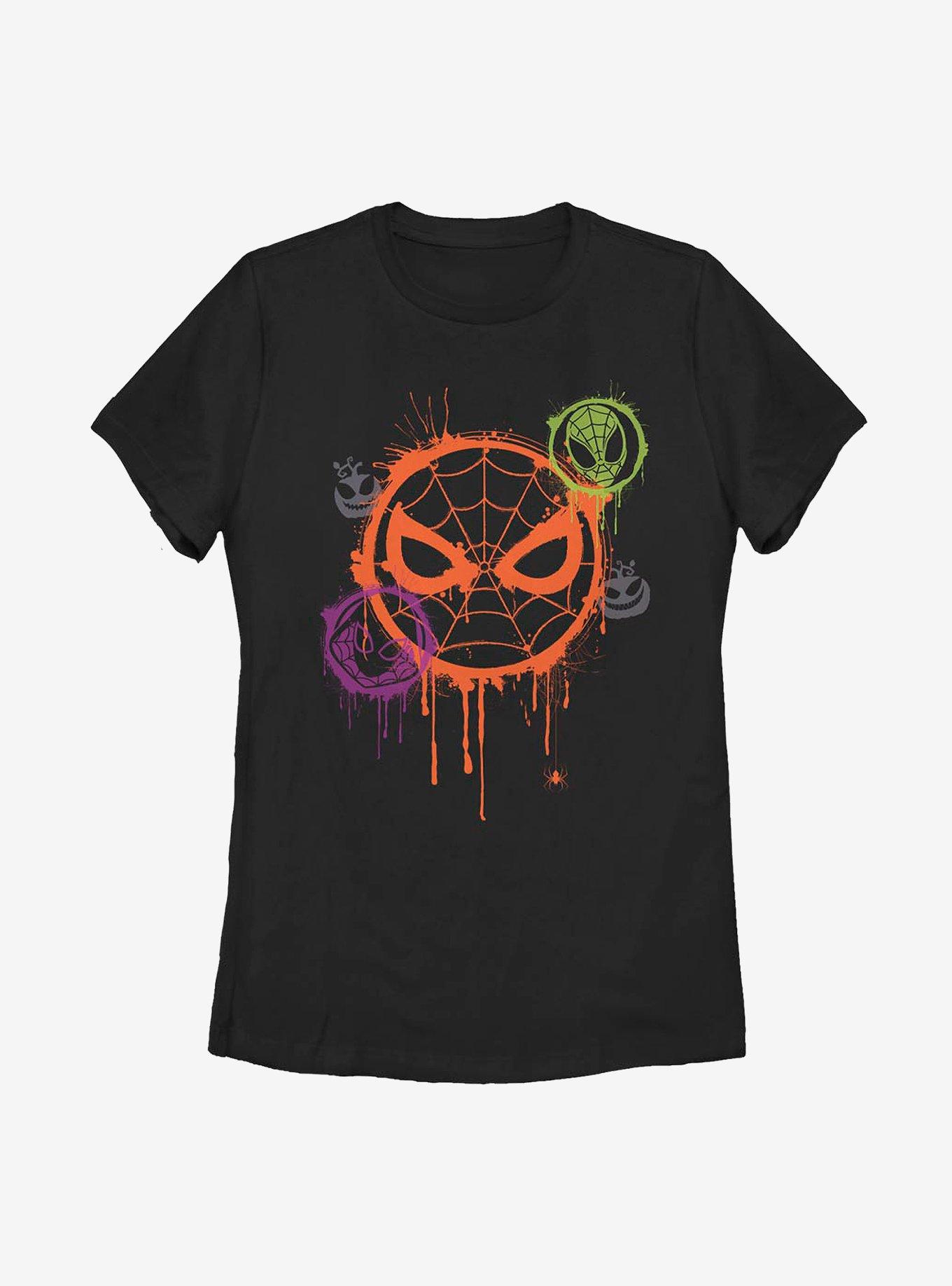 Marvel Avengers Spooky Spider Stencil Womens T-Shirt, BLACK, hi-res