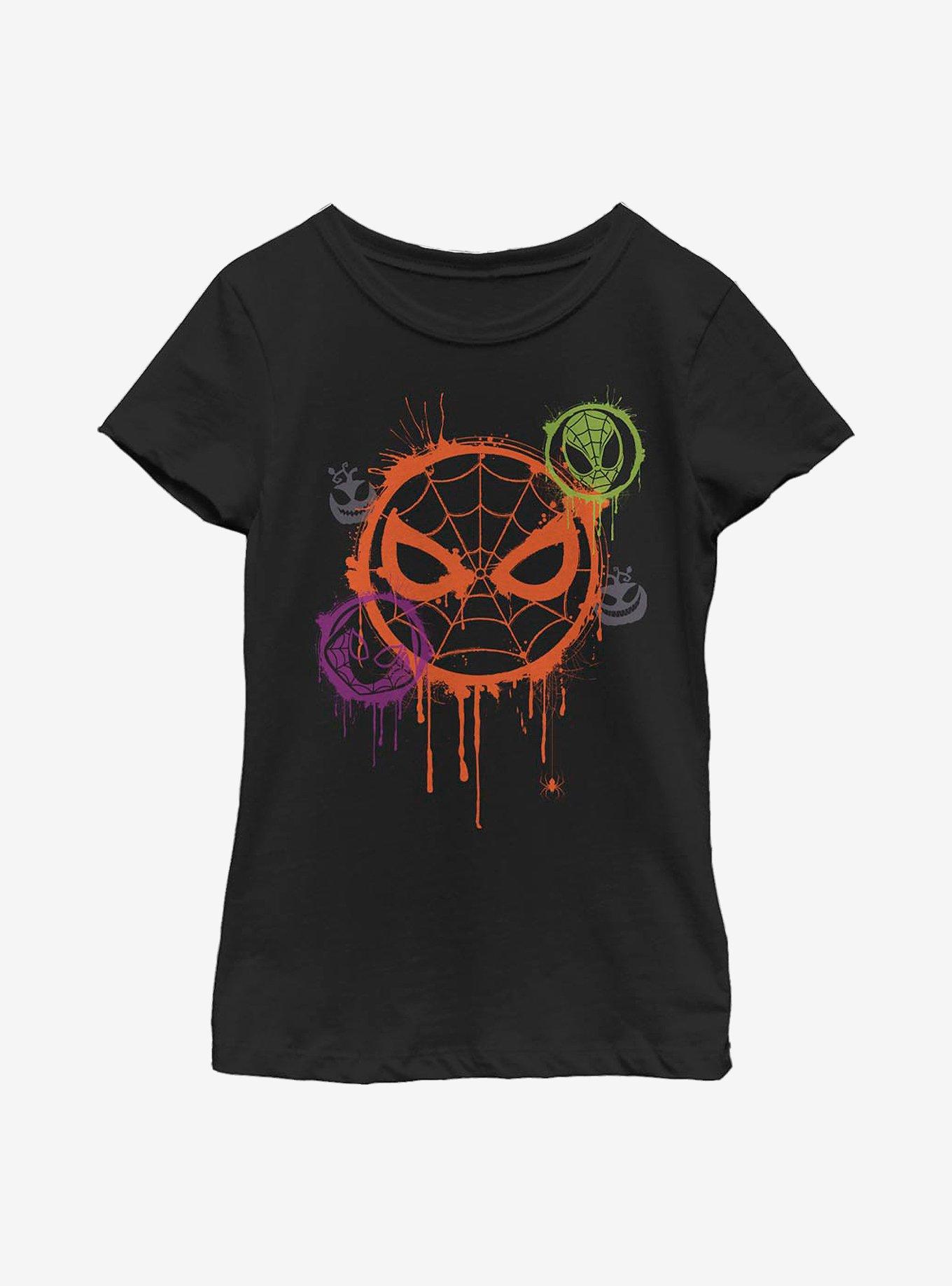 Marvel Avengers Spooky Spider Stencil Youth Girls T-Shirt, , hi-res