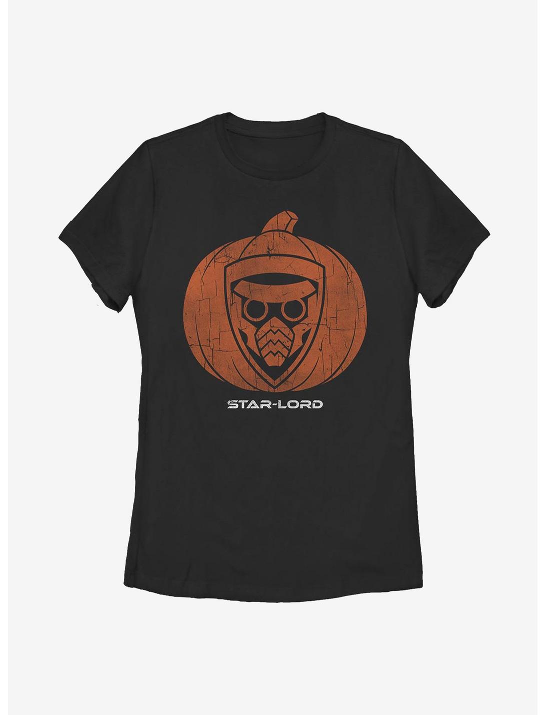 Marvel Guardians Of The Galaxy Star Lord Pumpkin Womens T-Shirt, BLACK, hi-res