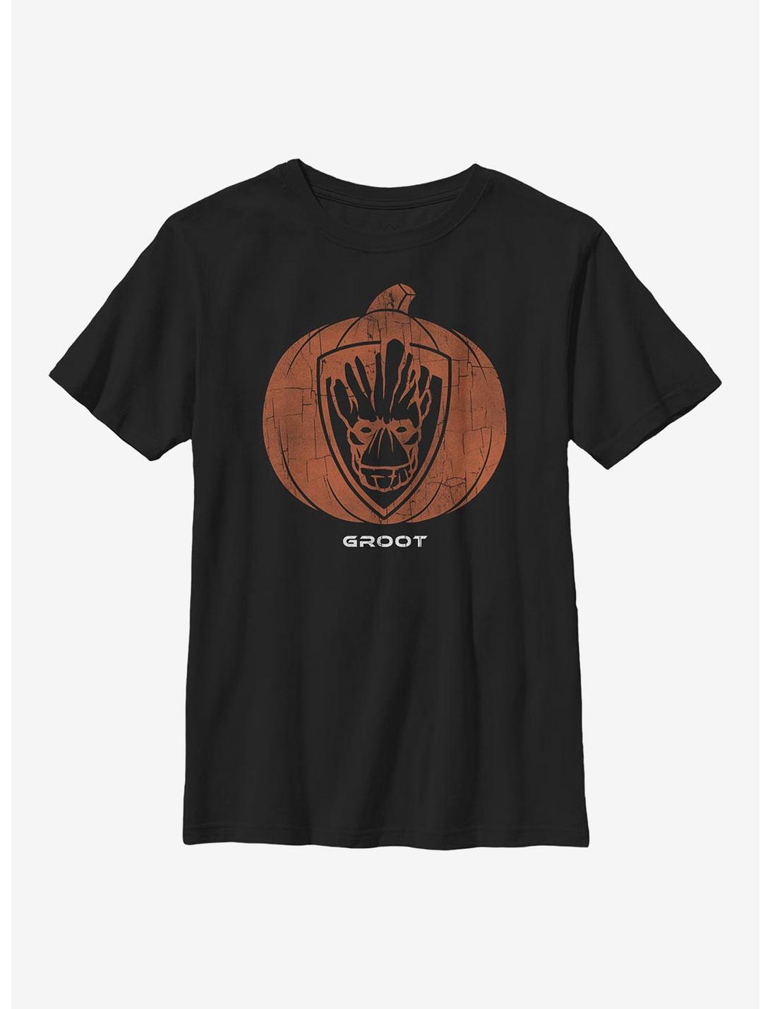 Marvel Guardians Of The Galaxy Groot Pumpkin Youth T-Shirt, BLACK, hi-res