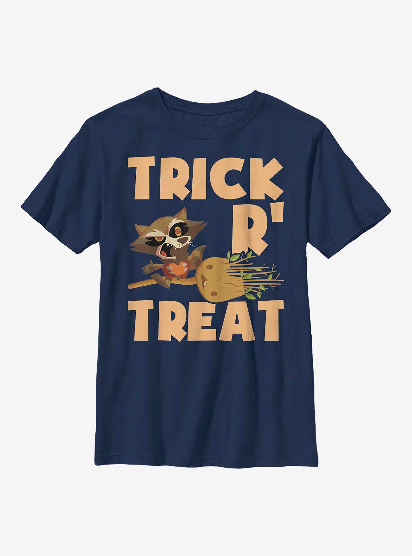 Marvel Guardians Of The Galaxy Rocket Groot Halloween Youth T-Shirt, NAVY, hi-res