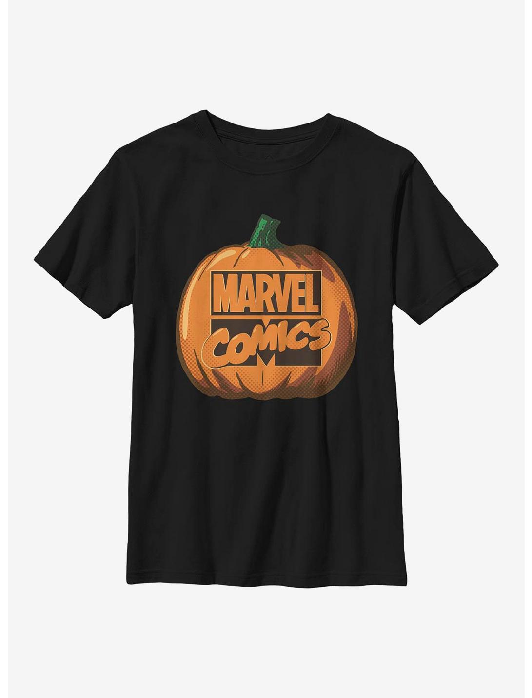 Marvel Logo Pumpkin Youth T-Shirt, BLACK, hi-res