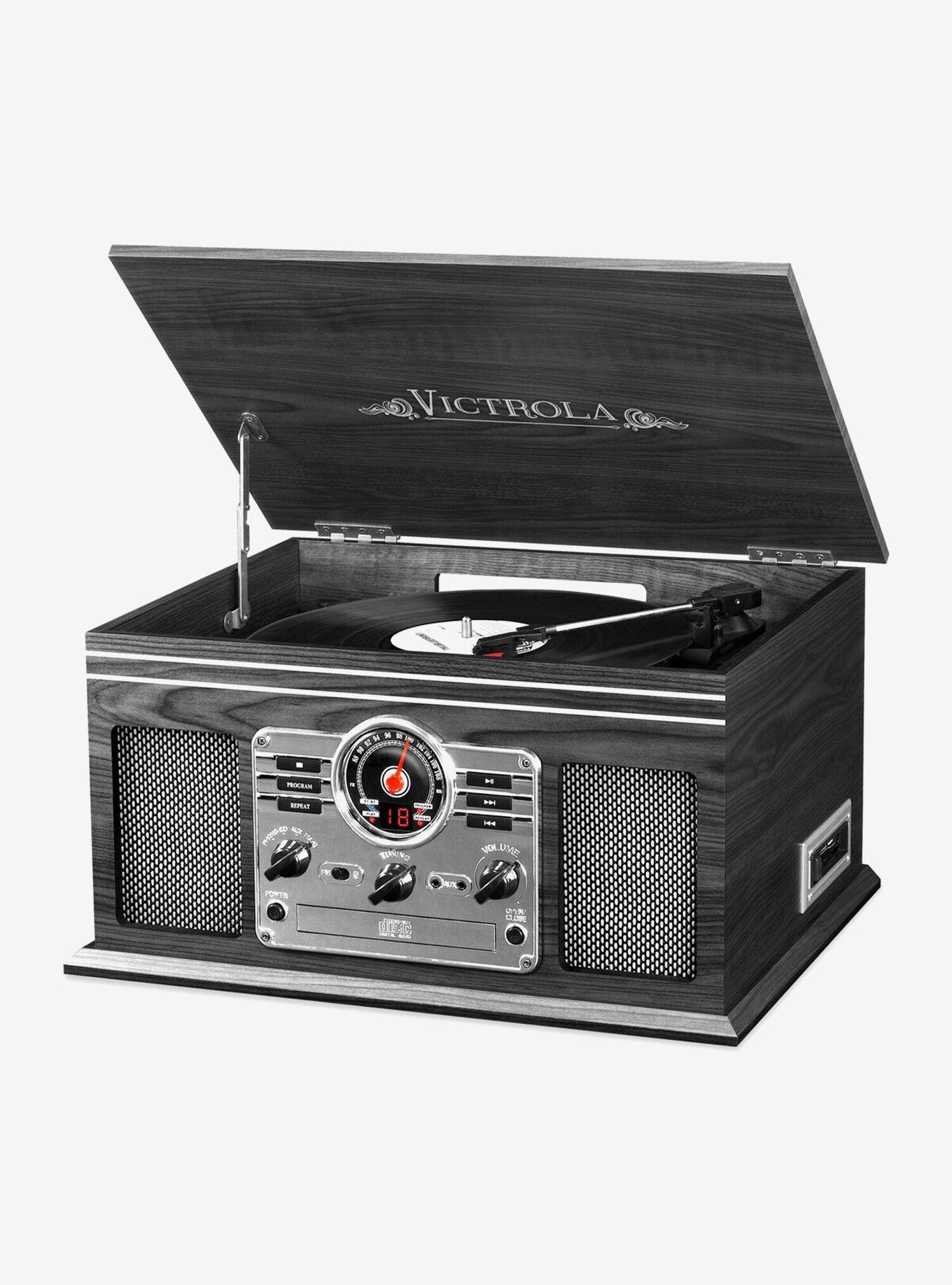 Victrola 6-in-1 Nostalgic Bluetooth Record Player with 3-Speed Turntable Gray, , hi-res