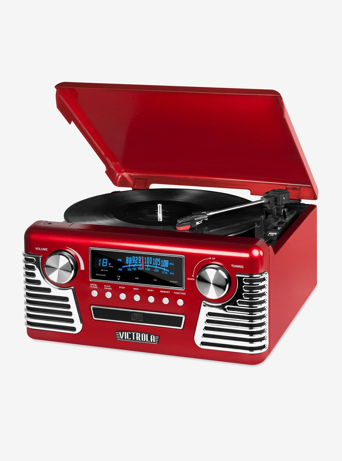 Victrola Retro Record Player with Bluetooth and 3Speed Turntable Red