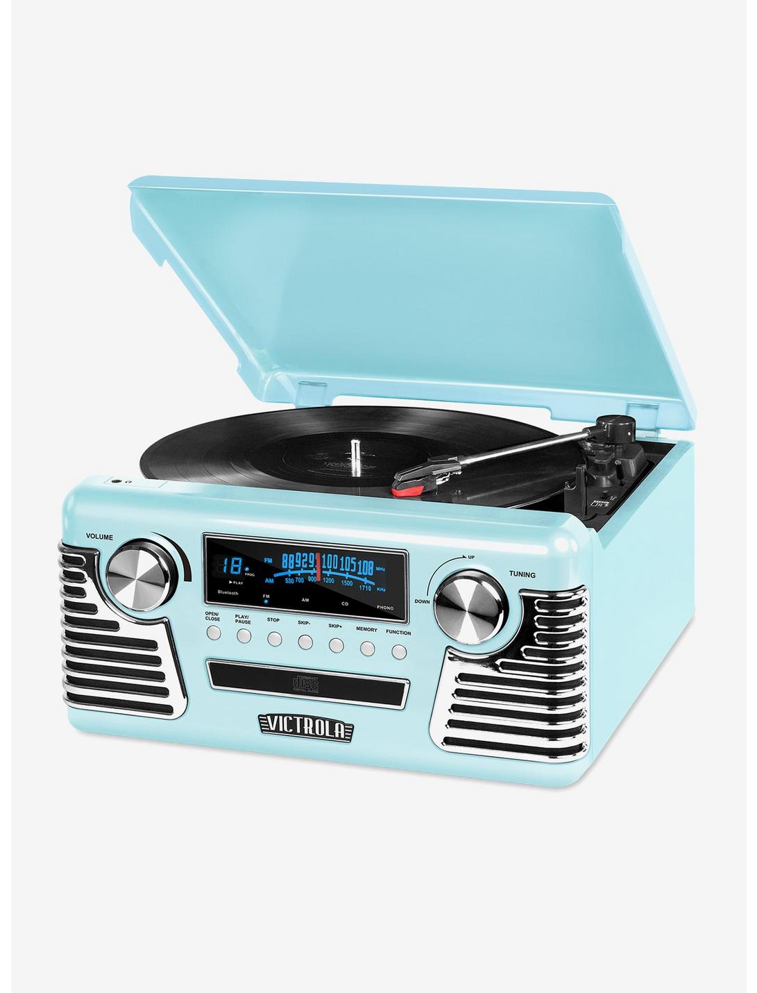 Victrola Retro Record Player with Bluetooth and 3-Speed Turntable Teal, , hi-res