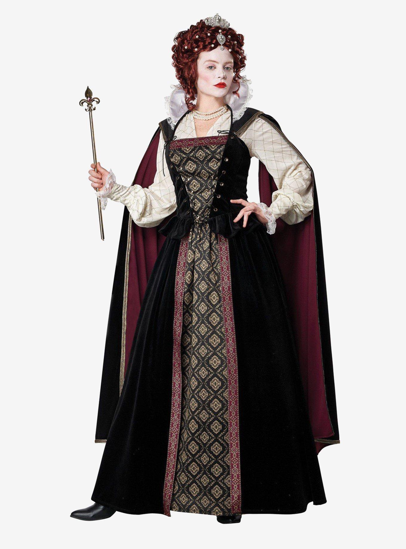 Elizabethan Queen Costume, BLACK, hi-res