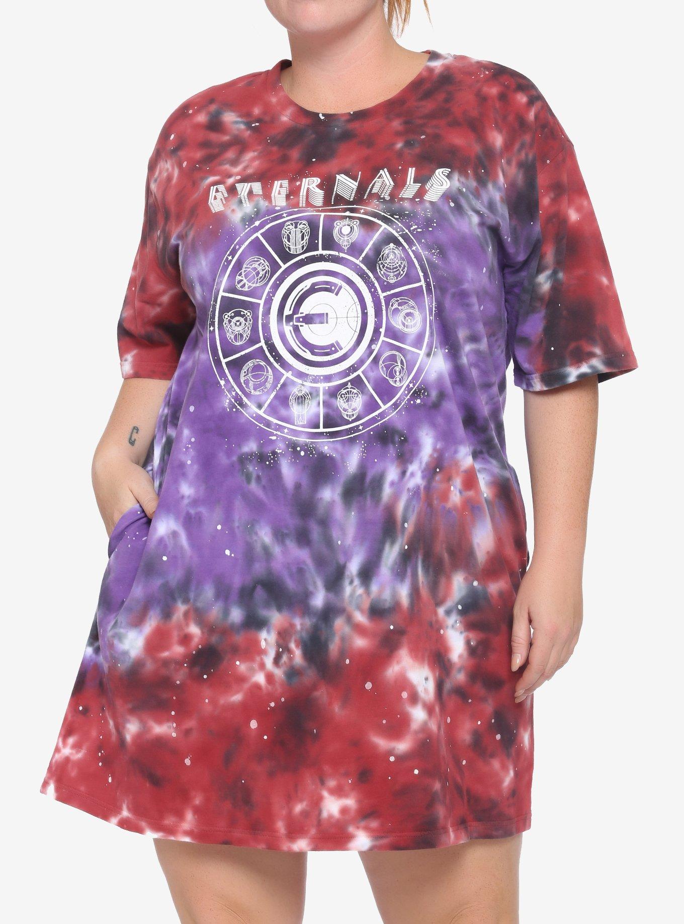 Her Universe Marvel Eternals Cosmic Tie-Dye T-Shirt Dress Plus Size, MULTI, hi-res