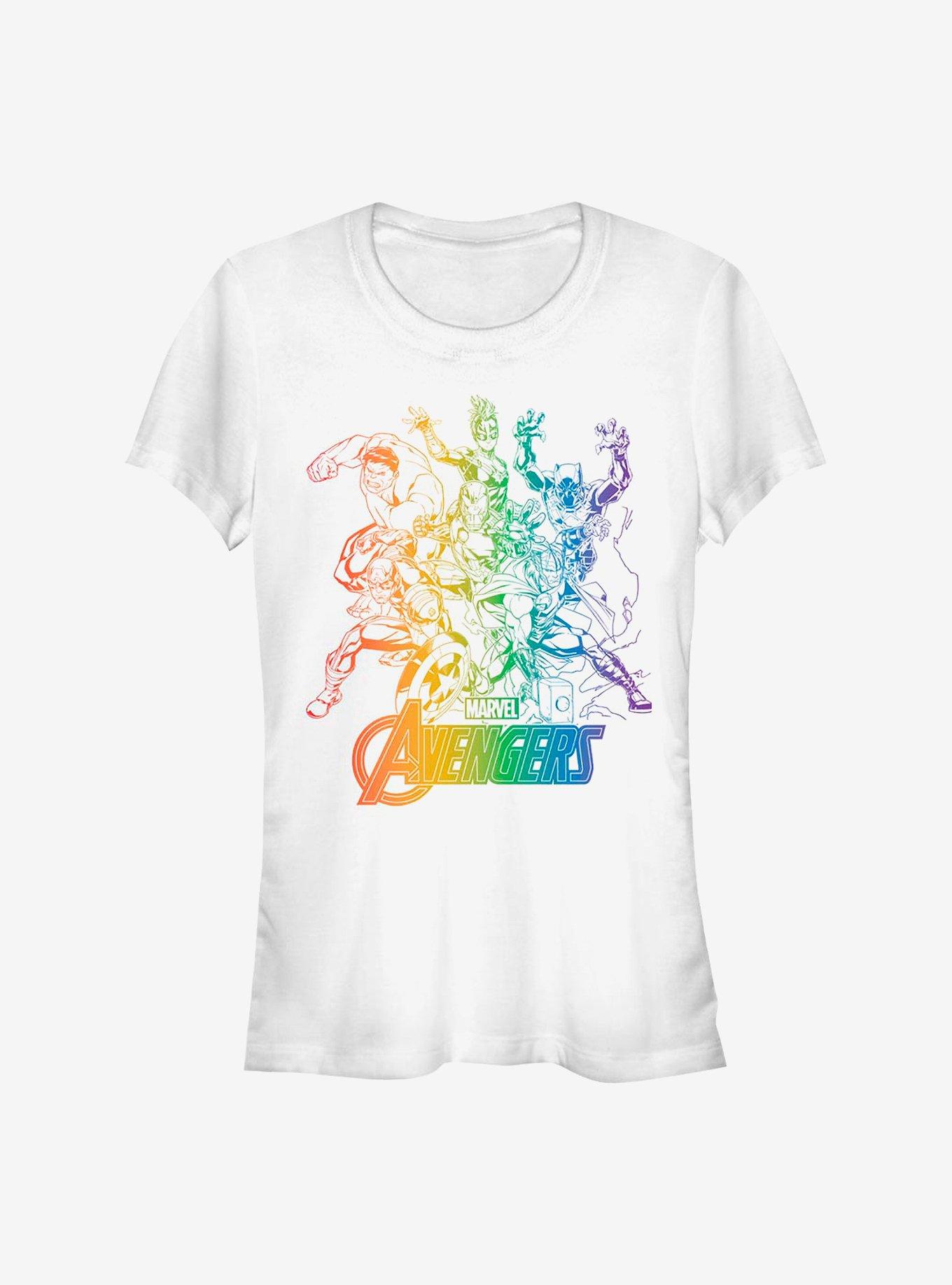 Marvel Avengers Rainbow Avengers Girls T-Shirt, WHITE, hi-res