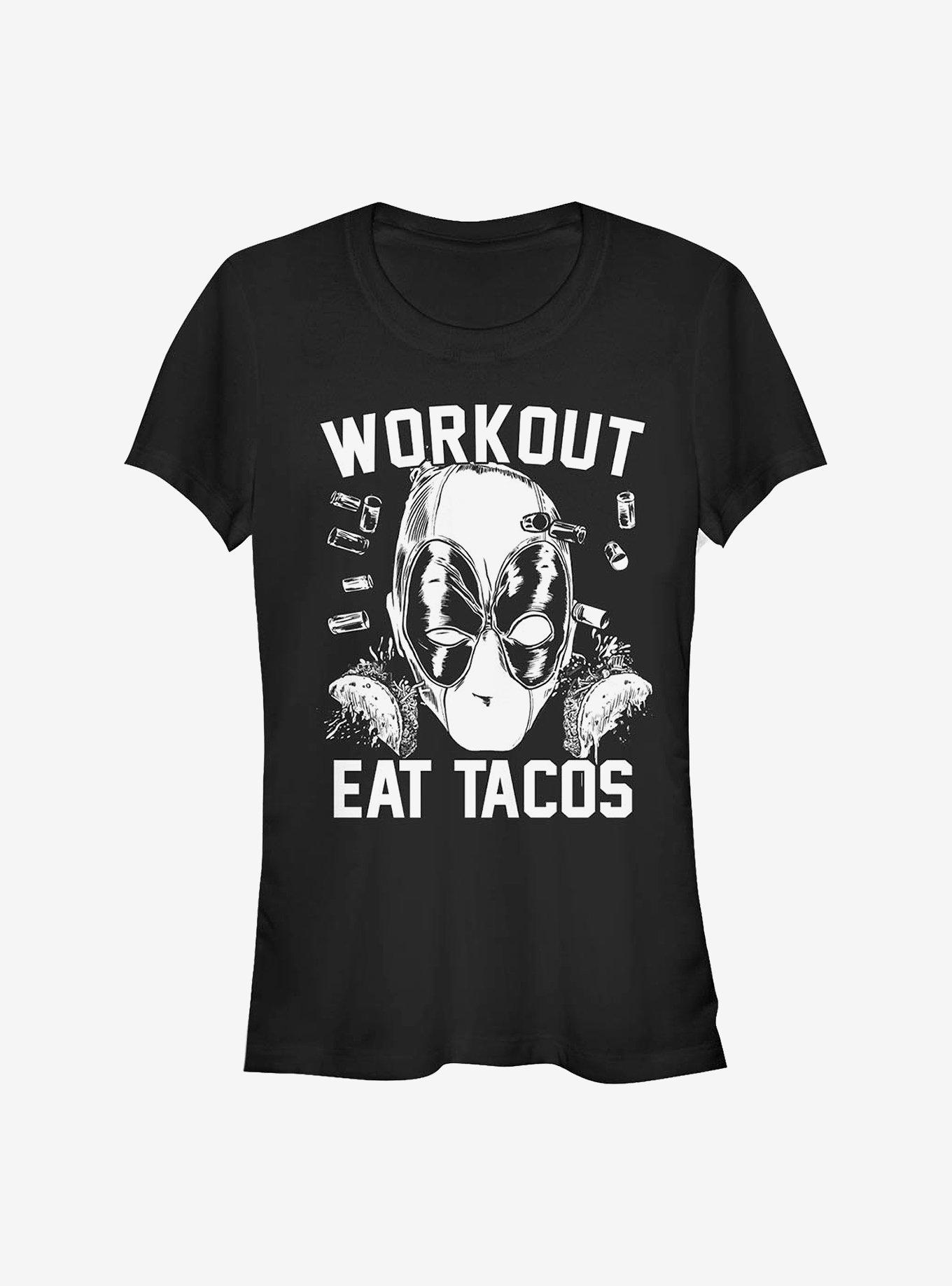 Marvel Deadpool Workout Tacos Girls T-Shirt, BLACK, hi-res