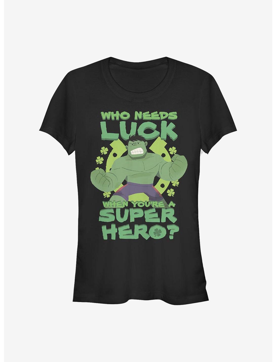 Marvel The Hulk Super Hulk Luck Girls T-Shirt, BLACK, hi-res