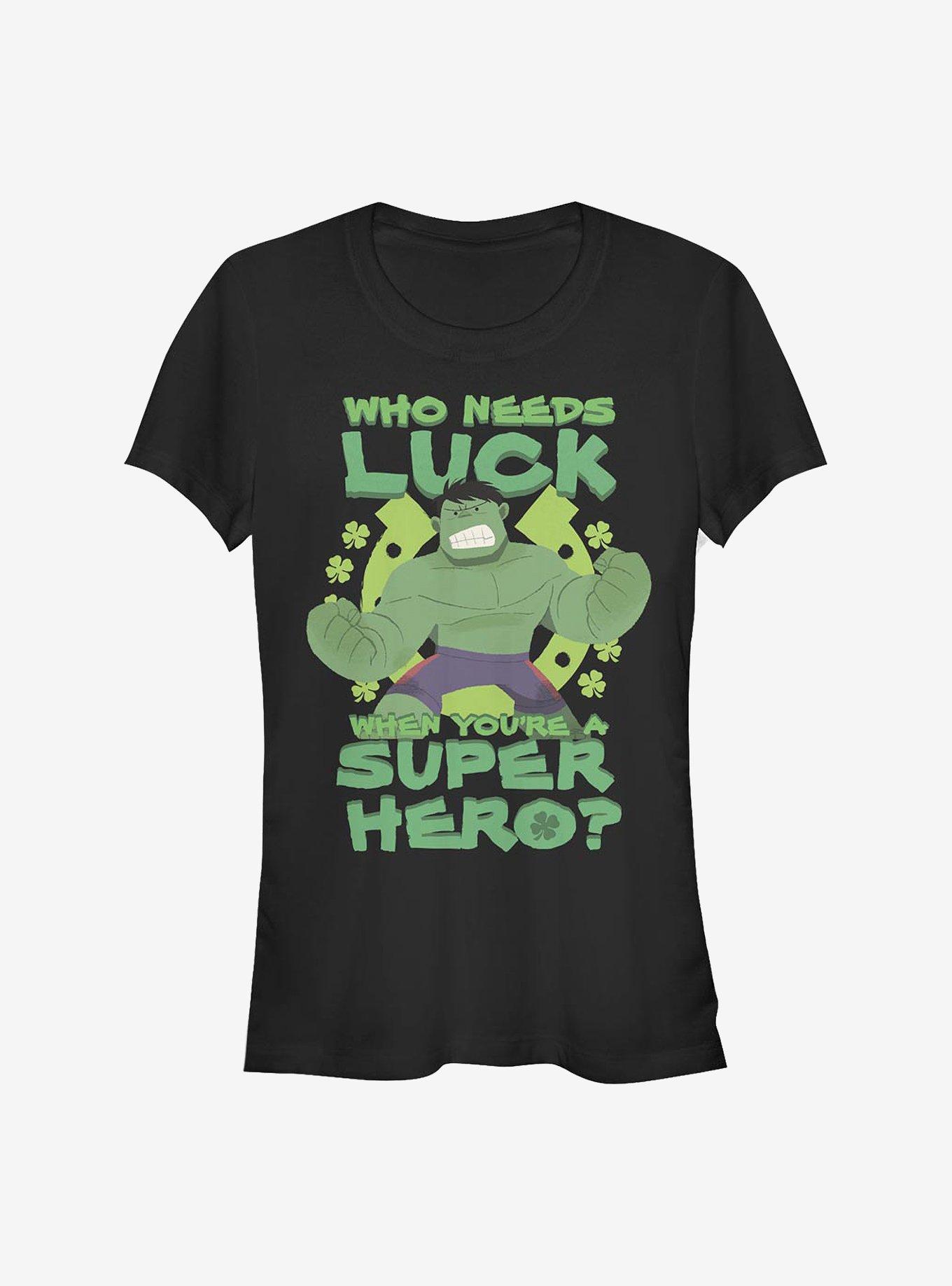 Marvel The Hulk Super Hulk Luck Girls T-Shirt, BLACK, hi-res