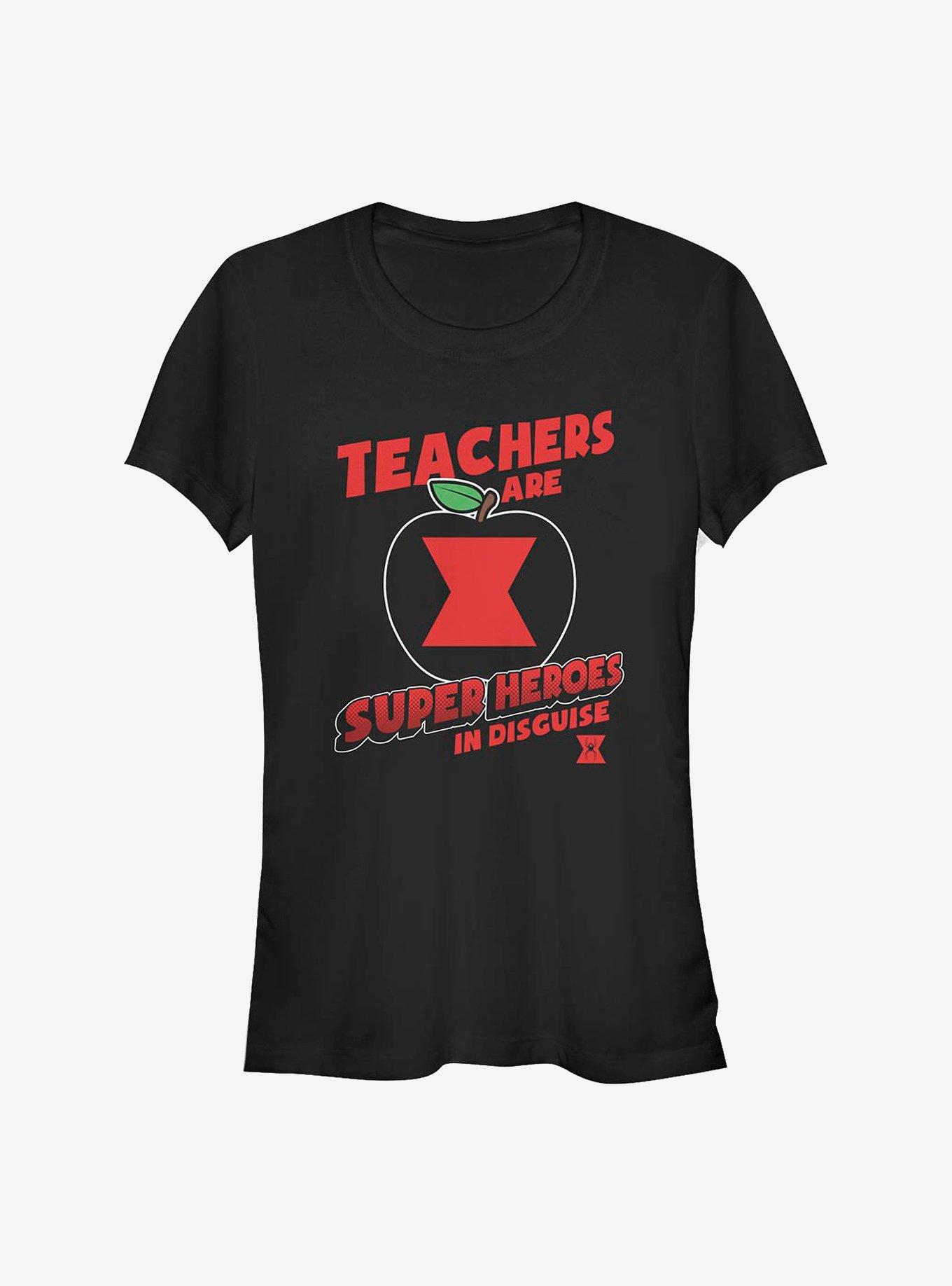 Marvel Black Widow Teachers Are Superheroes Girls T-Shirt, BLACK, hi-res