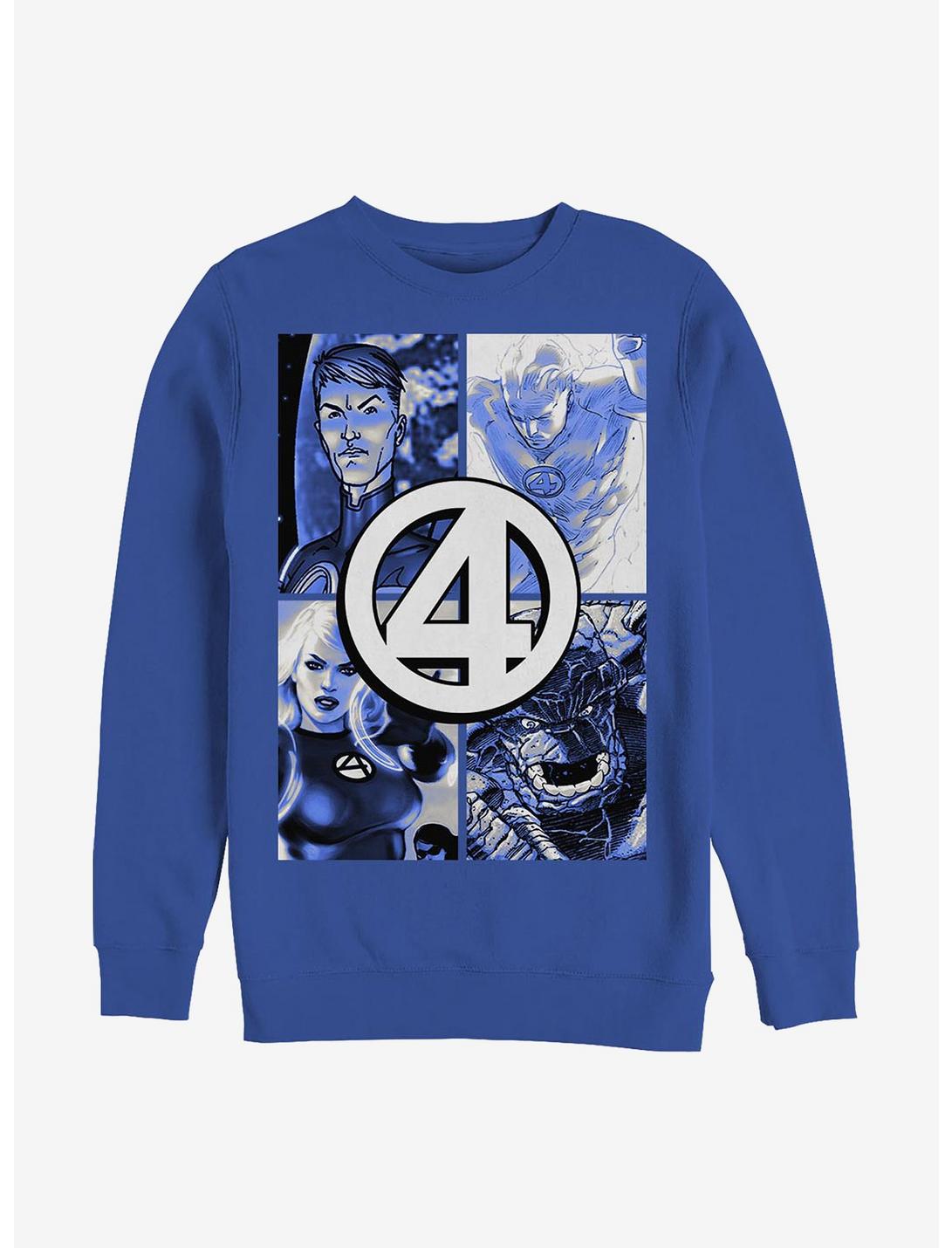 Marvel Fantastic Four Straight Boxes Crew Sweatshirt, ROYAL, hi-res