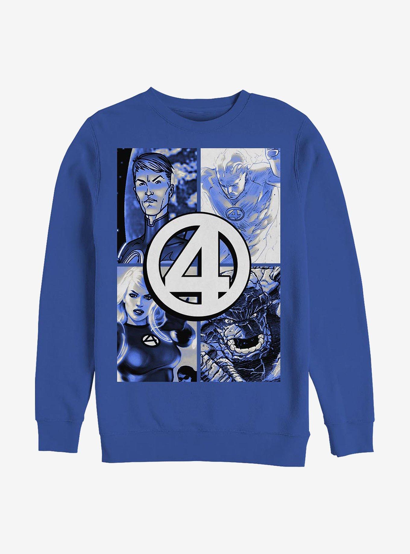 Marvel Fantastic Four Straight Boxes Crew Sweatshirt, ROYAL, hi-res