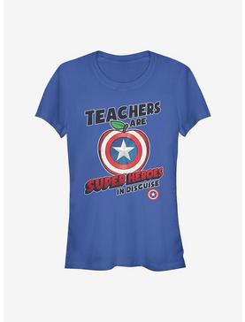 Marvel Captain America Teachers Are Superheroes Girls T-Shirt, ROYAL, hi-res
