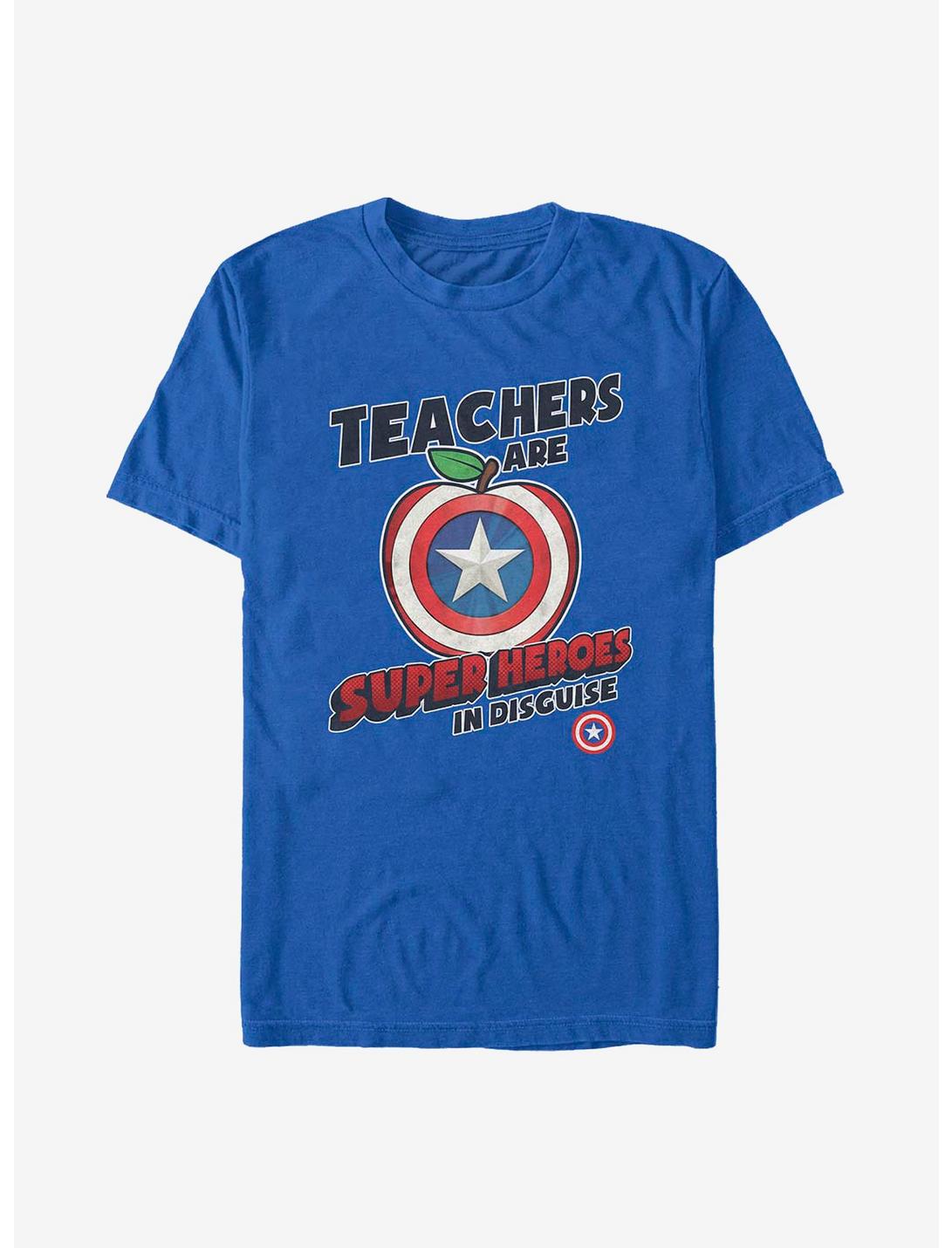 Marvel Captain America Teachers Are Superheroes T-Shirt, ROYAL, hi-res