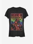 Marvel Deadpool Believe Rainbow Girls T-Shirt, BLACK, hi-res