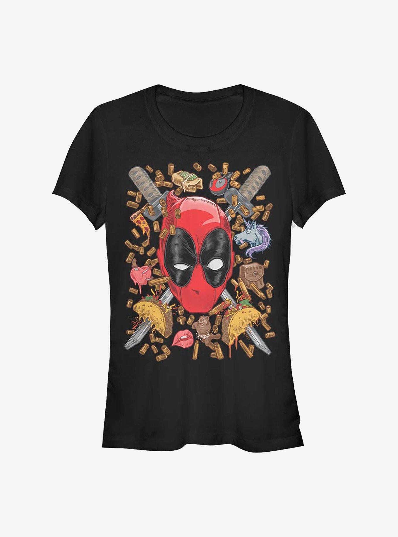 Marvel Deadpool Shells And Tacos Girls T-Shirt, BLACK, hi-res
