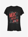 Marvel Deadpool Sketchy Merc Girls T-Shirt, BLACK, hi-res
