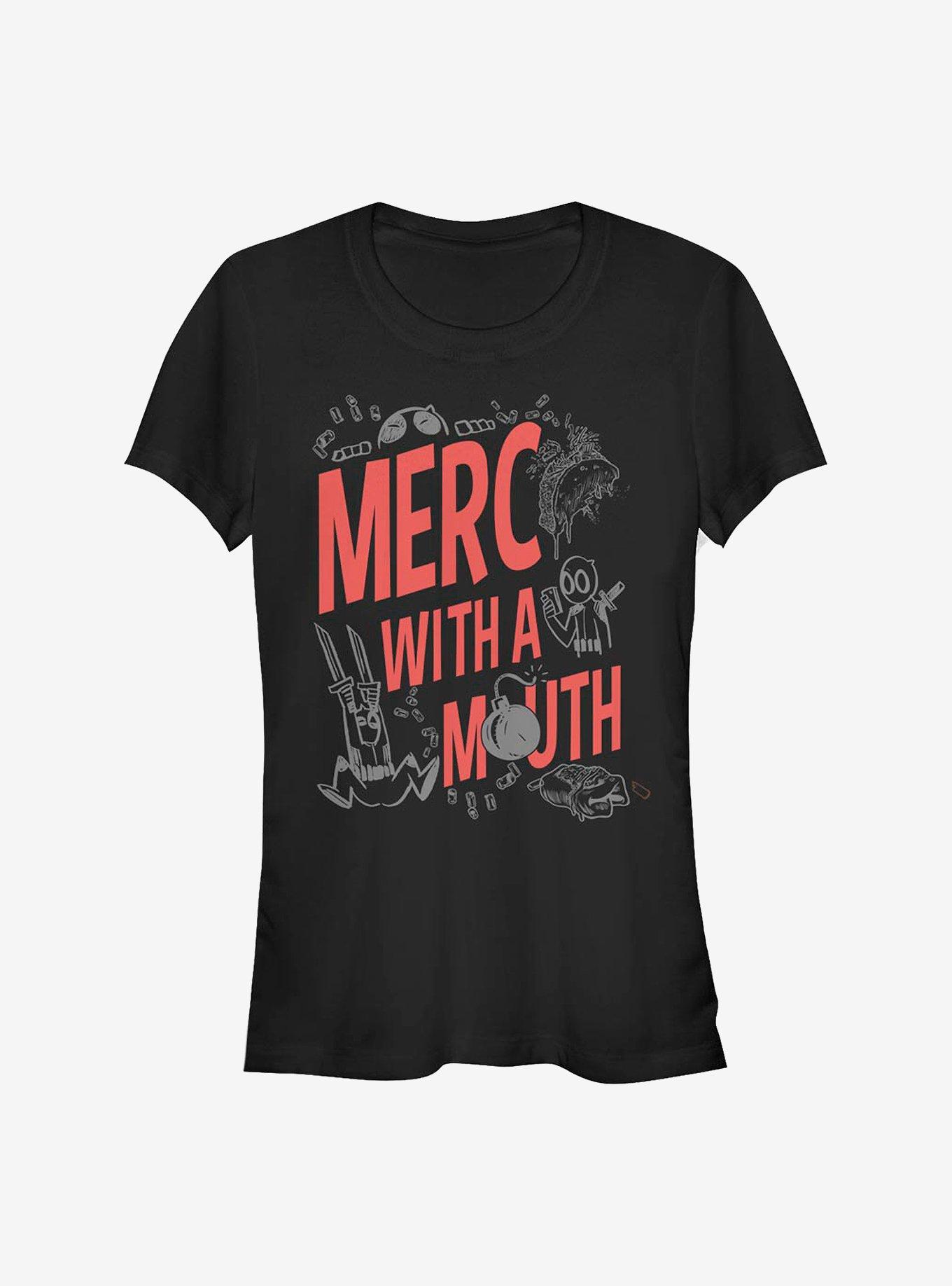 Marvel Deadpool Sketchy Merc Girls T-Shirt, BLACK, hi-res