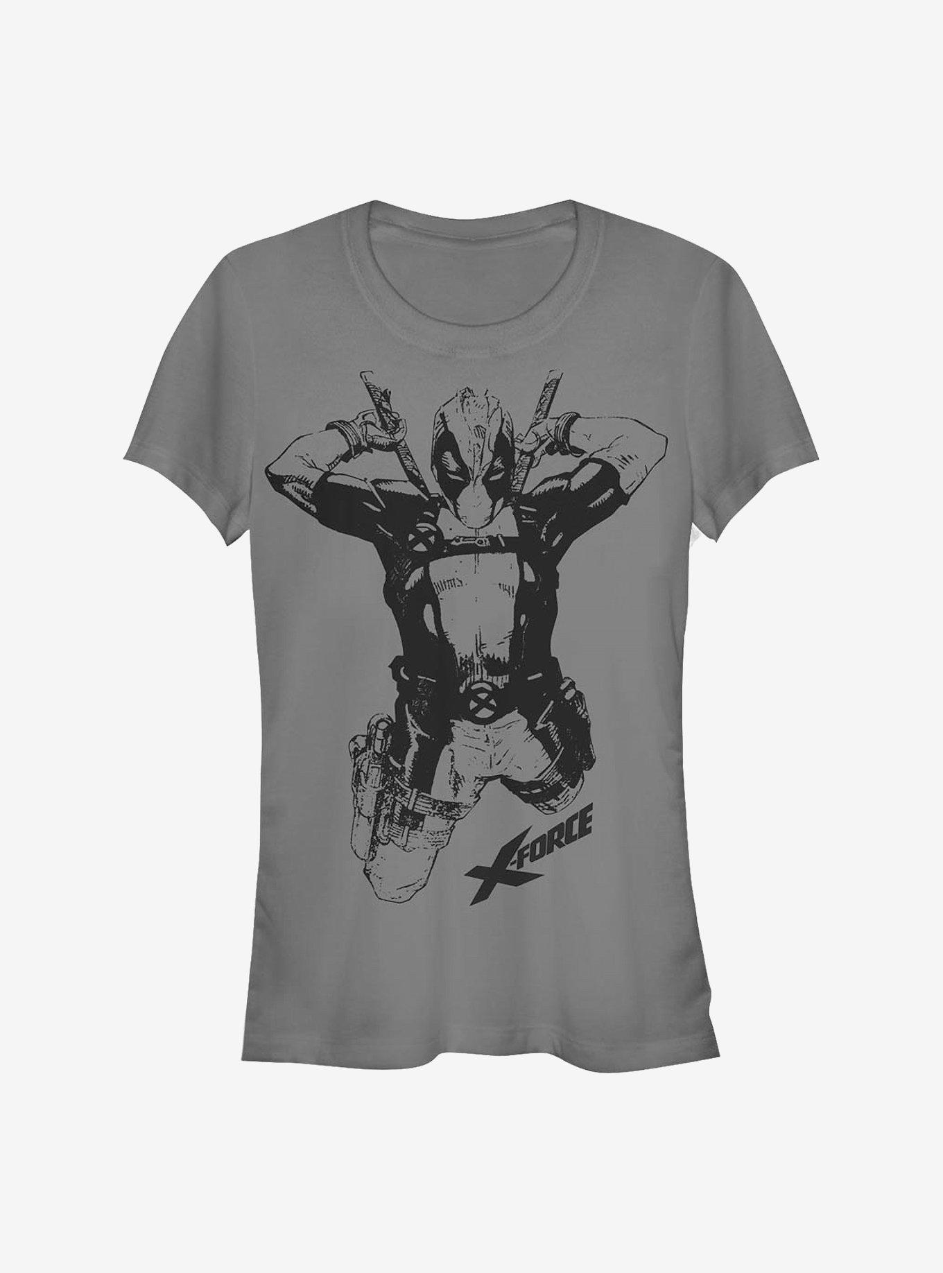 Marvel Deadpool Straight Black Girls T-Shirt, CHARCOAL, hi-res