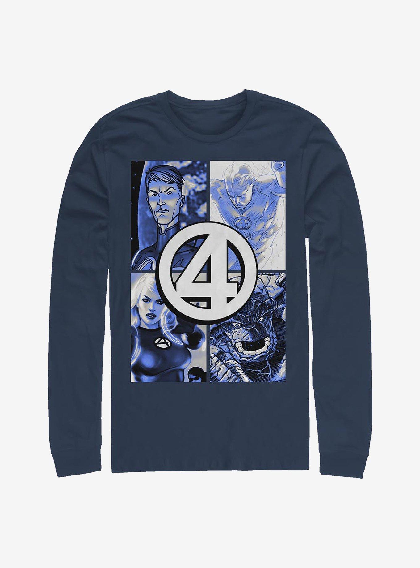Marvel Fantastic Four Straight Boxes Long-Sleeve T-Shirt, NAVY, hi-res