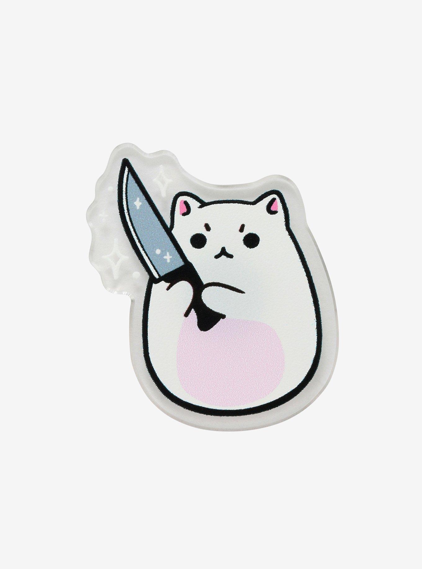 Knife Cat Acrylic Lapel Pin