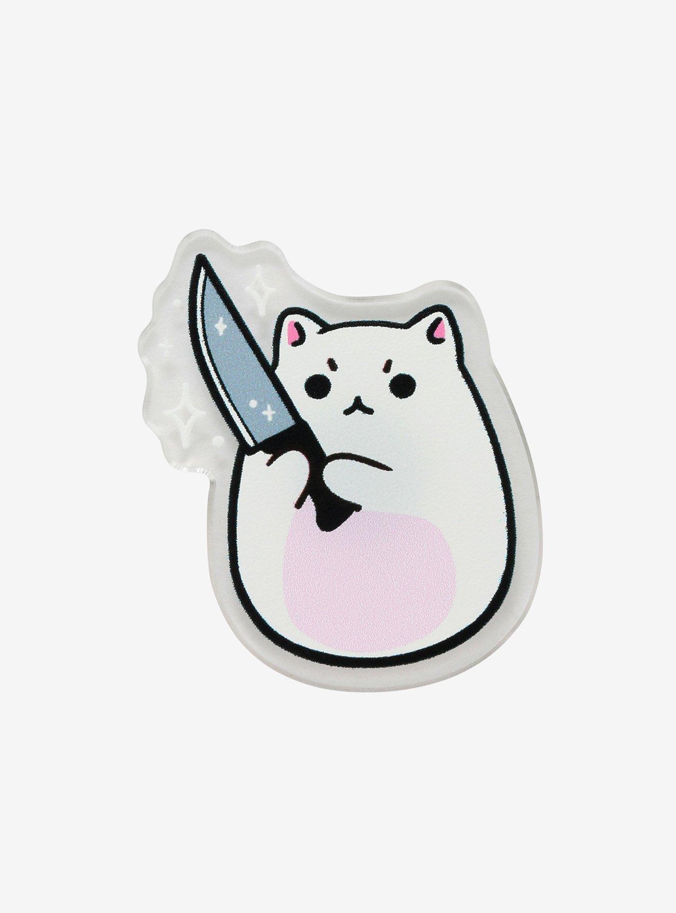 Knife Cat Acrylic Lapel Pin, , hi-res