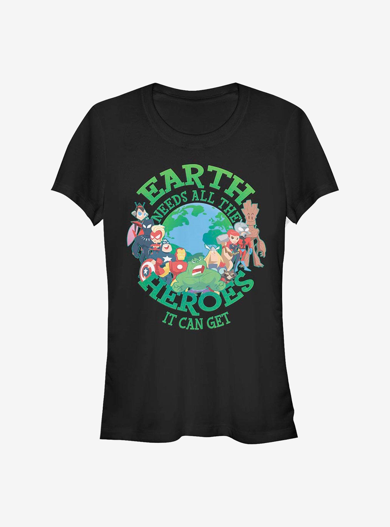 Marvel Avengers Earth Needs Heroes Girls T-Shirt, BLACK, hi-res