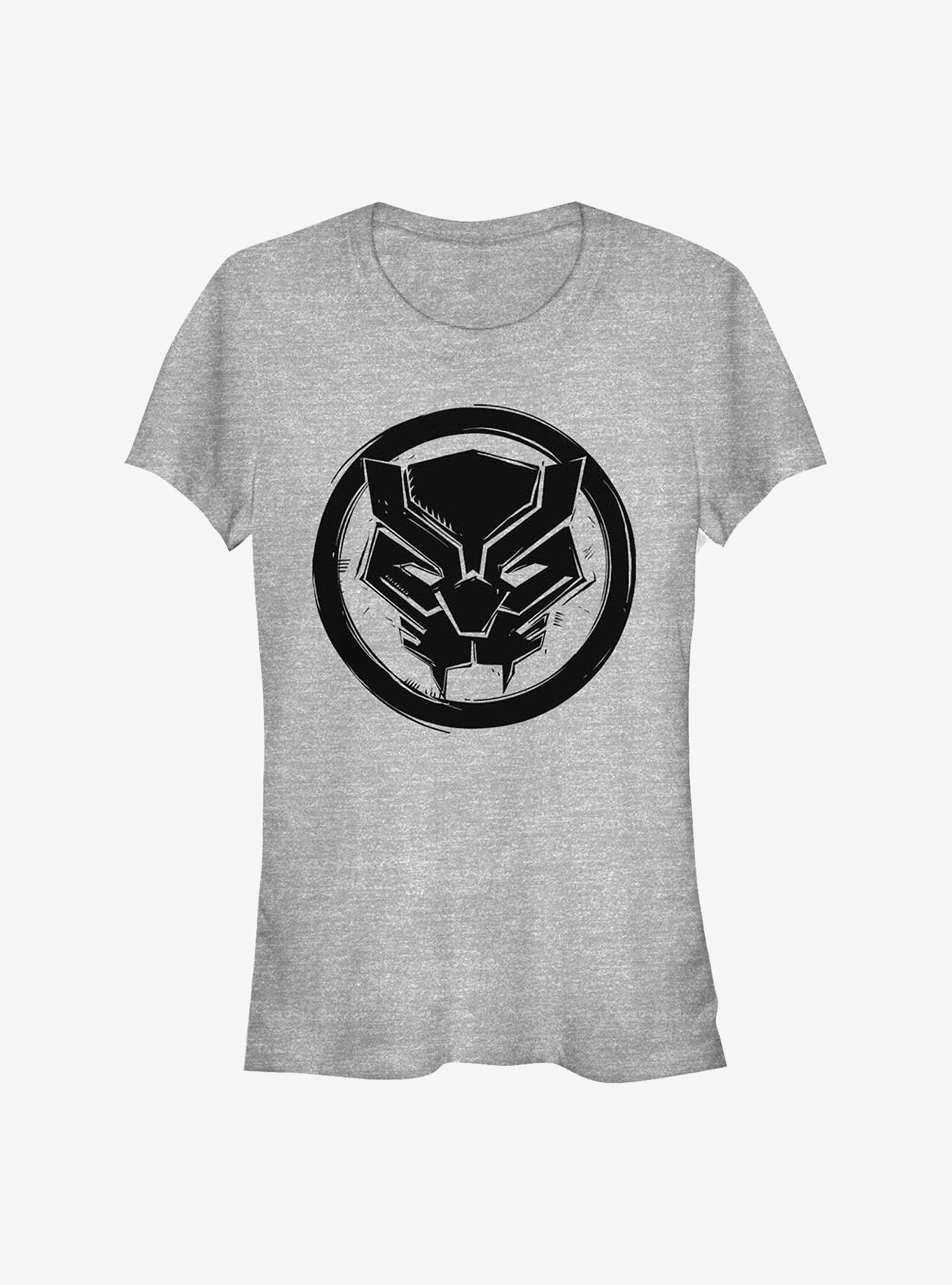 Marvel Black Panther Woodcut Panther Girls T-Shirt, ATH HTR, hi-res