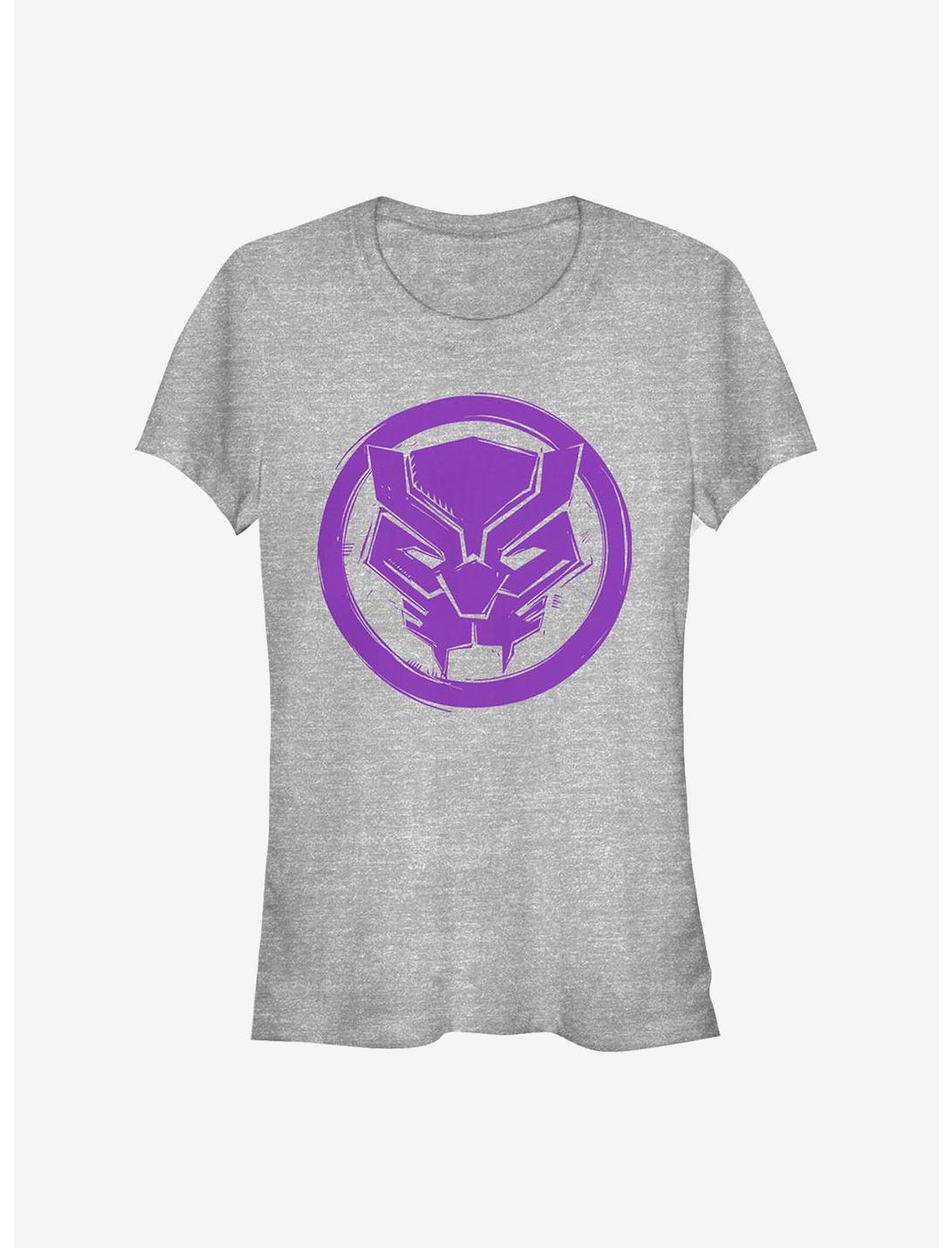Marvel Black Panther Woodcut Panther Girls T-Shirt, ATH HTR, hi-res