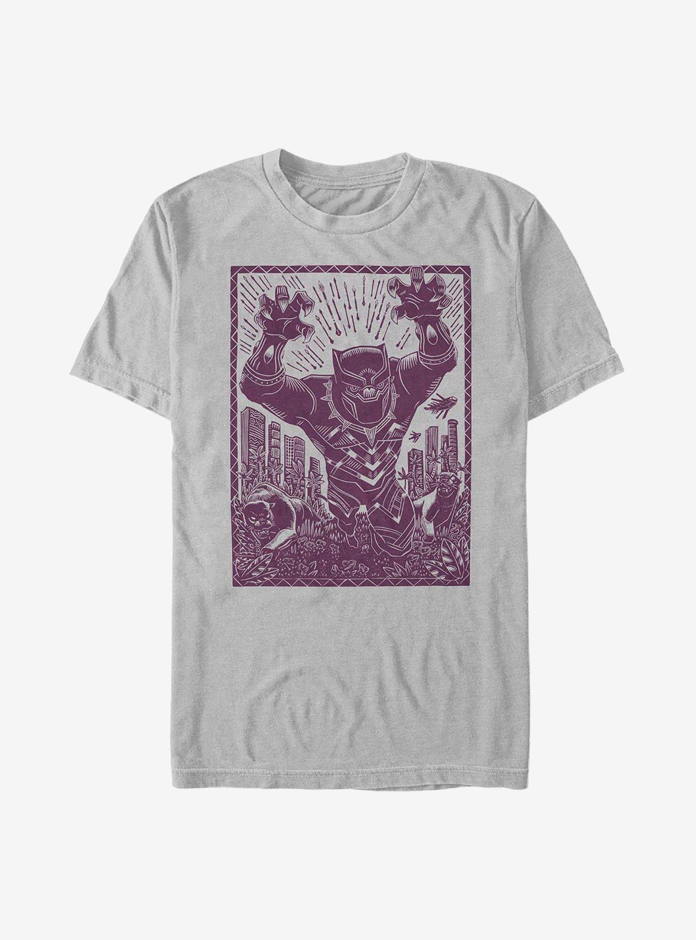 Marvel Black Panther Stencil T-Shirt, SILVER, hi-res