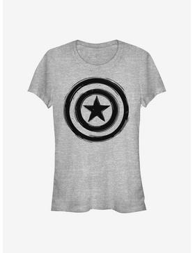Marvel Captain America Woodcut Cap America Girls T-Shirt, ATH HTR, hi-res
