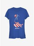 Marvel Captain America Cap Silhouette Girls T-Shirt, ROYAL, hi-res