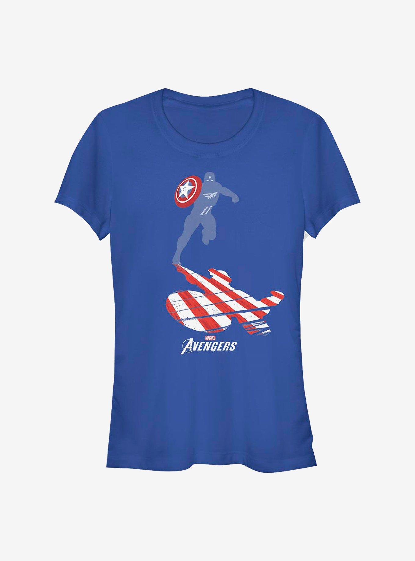 Marvel Captain America Cap Silhouette Girls T-Shirt, ROYAL, hi-res