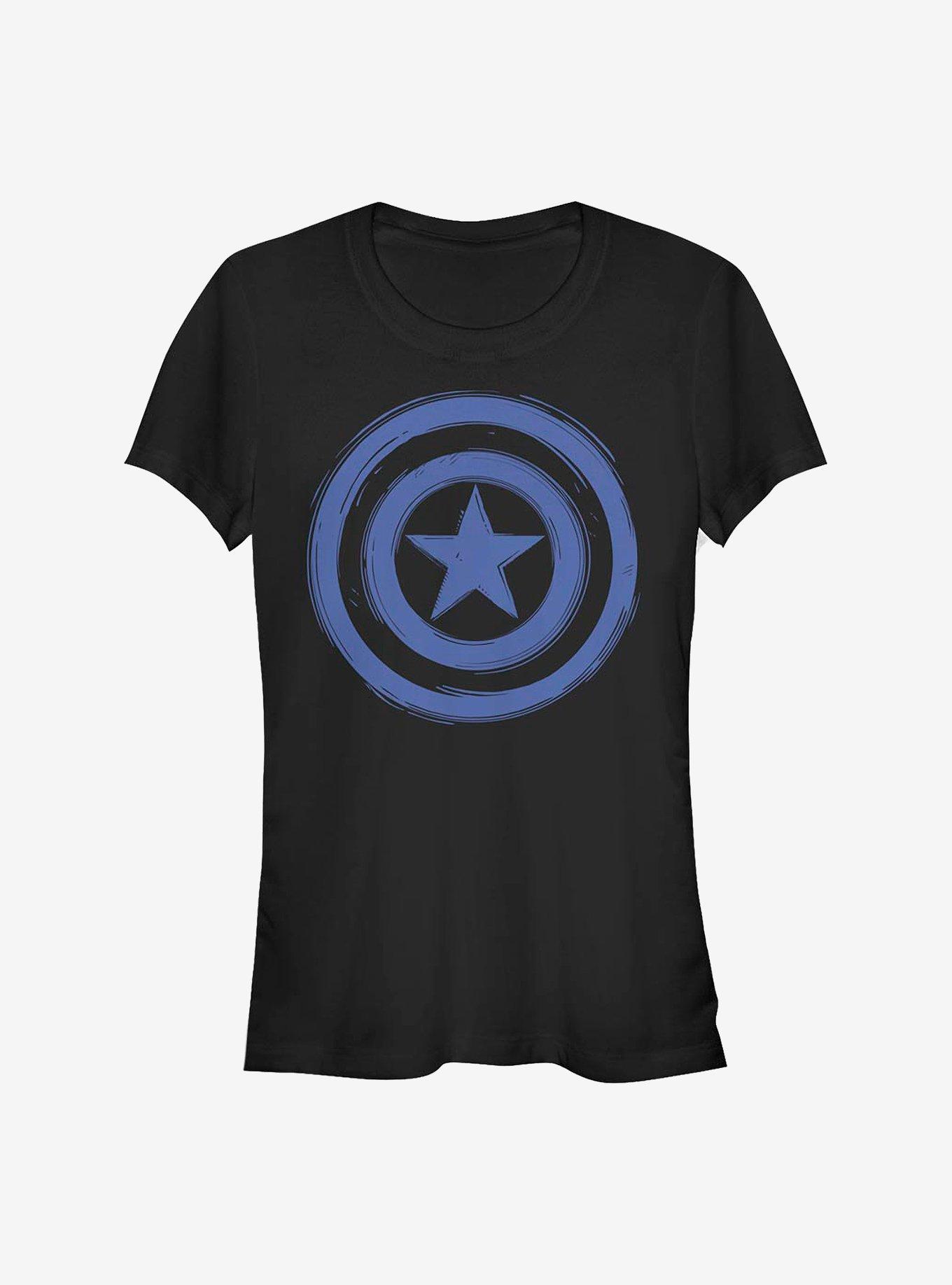 Marvel Captain America Woodcut Cap America Girls T-Shirt