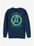 Marvel Avengers Assembling To Save Crew Sweatshirt, NAVY, hi-res
