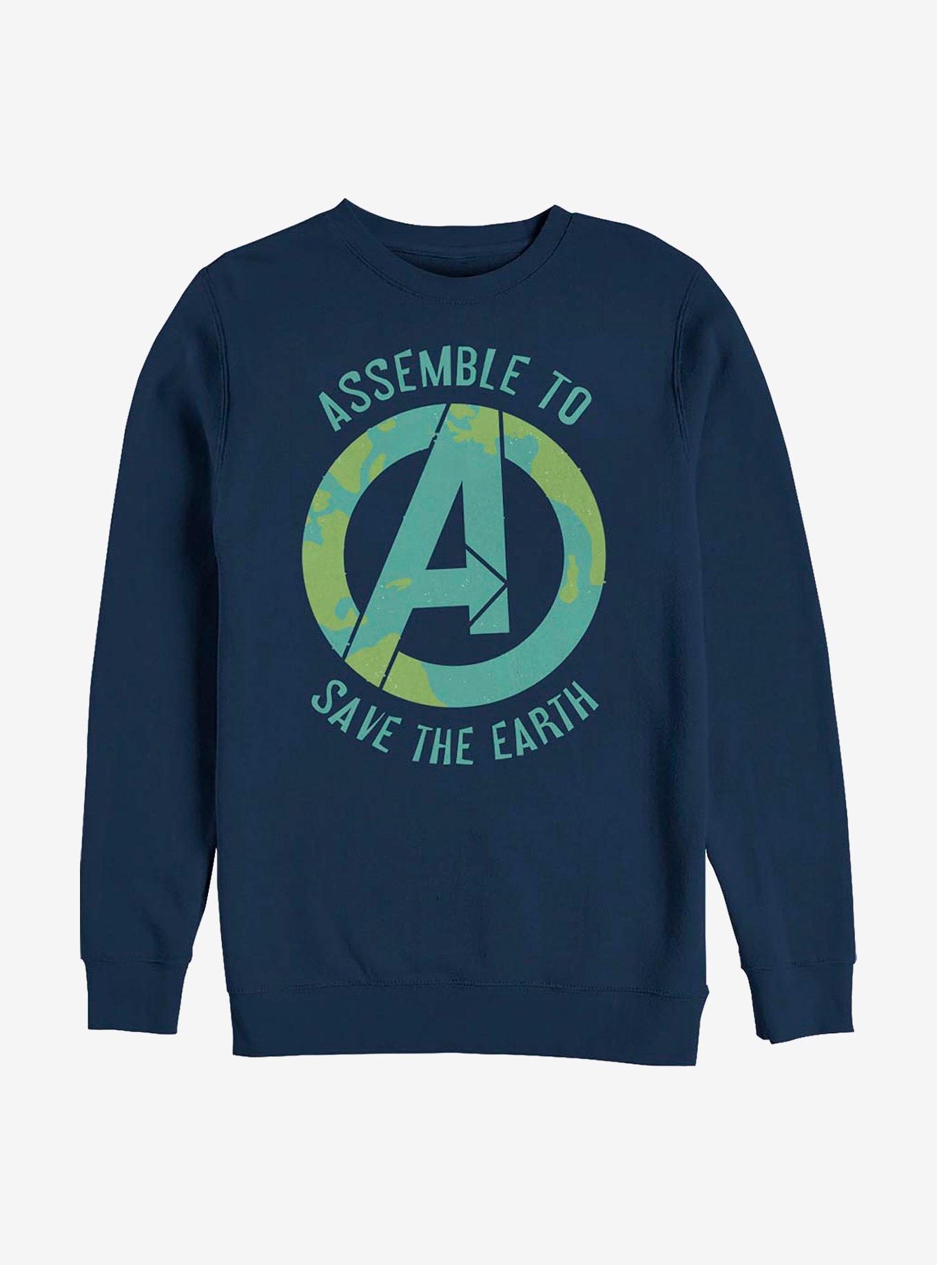 Marvel Avengers Assembling To Save Crew Sweatshirt, NAVY, hi-res