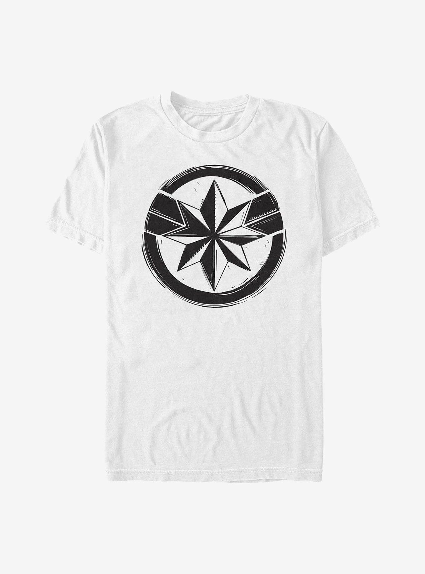 Marvel Captain Marvel Woodcut Marvel Captain Marvel T-Shirt, WHITE, hi-res