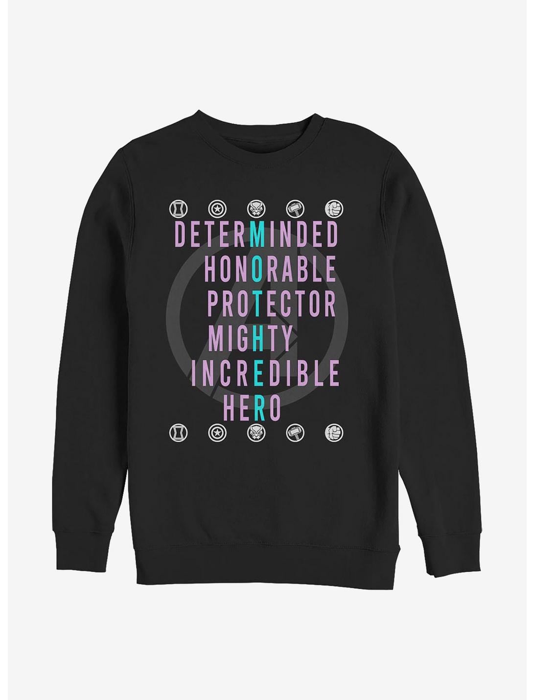 Marvel Avengers Mother Hero Avenger Box Crew Sweatshirt, BLACK, hi-res