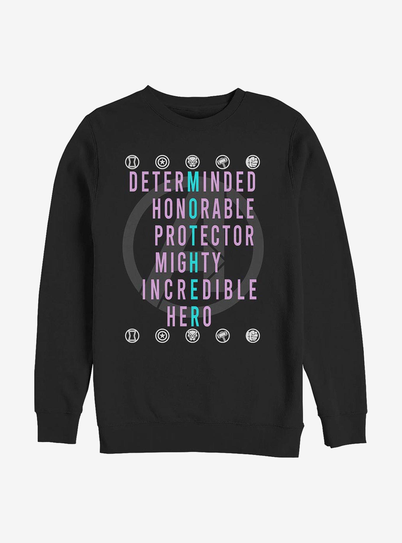 Marvel Avengers Mother Hero Avenger Box Crew Sweatshirt, BLACK, hi-res