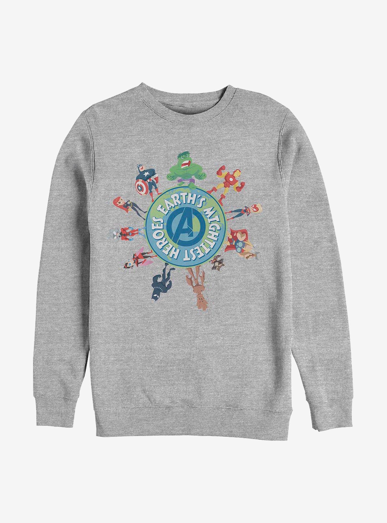 Marvel Avengers Planet Heroes Crew Sweatshirt, ATH HTR, hi-res