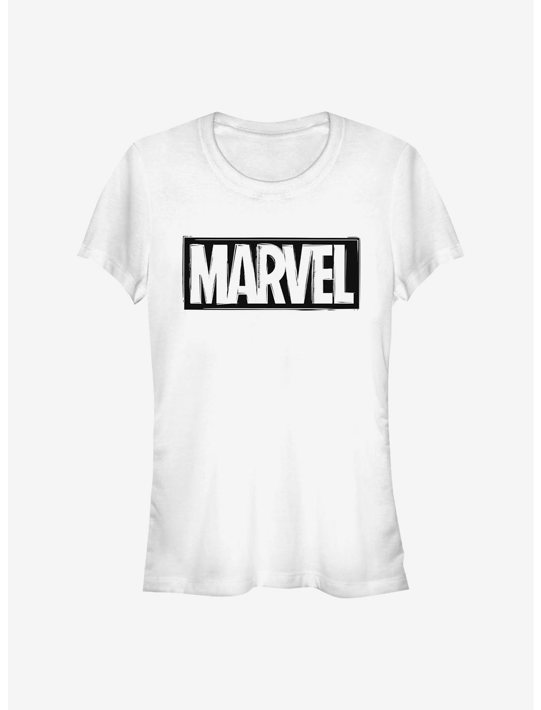 Marvel Logo Cut Girls T-Shirt, WHITE, hi-res