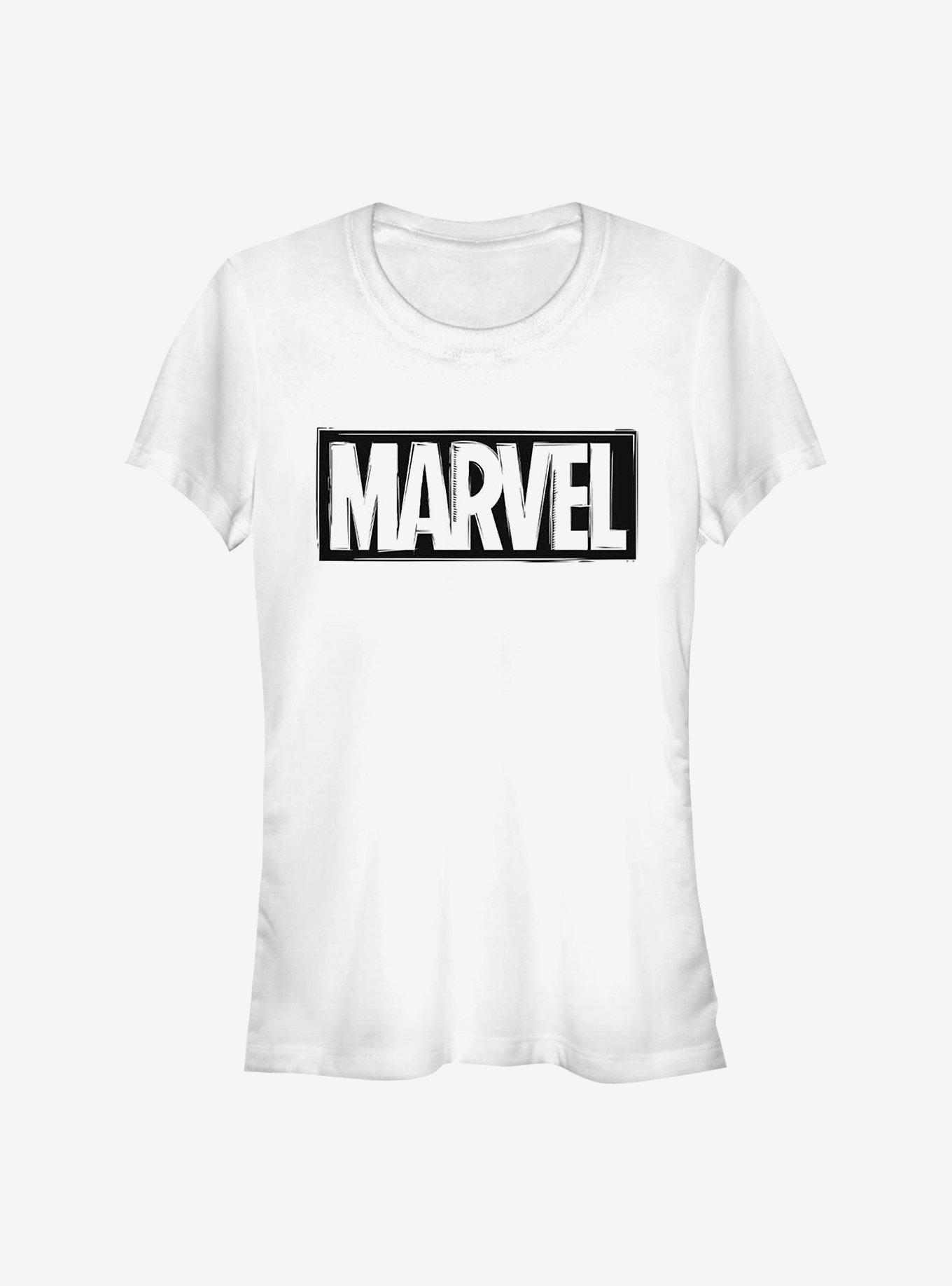 Marvel Logo Cut Girls T-Shirt, WHITE, hi-res