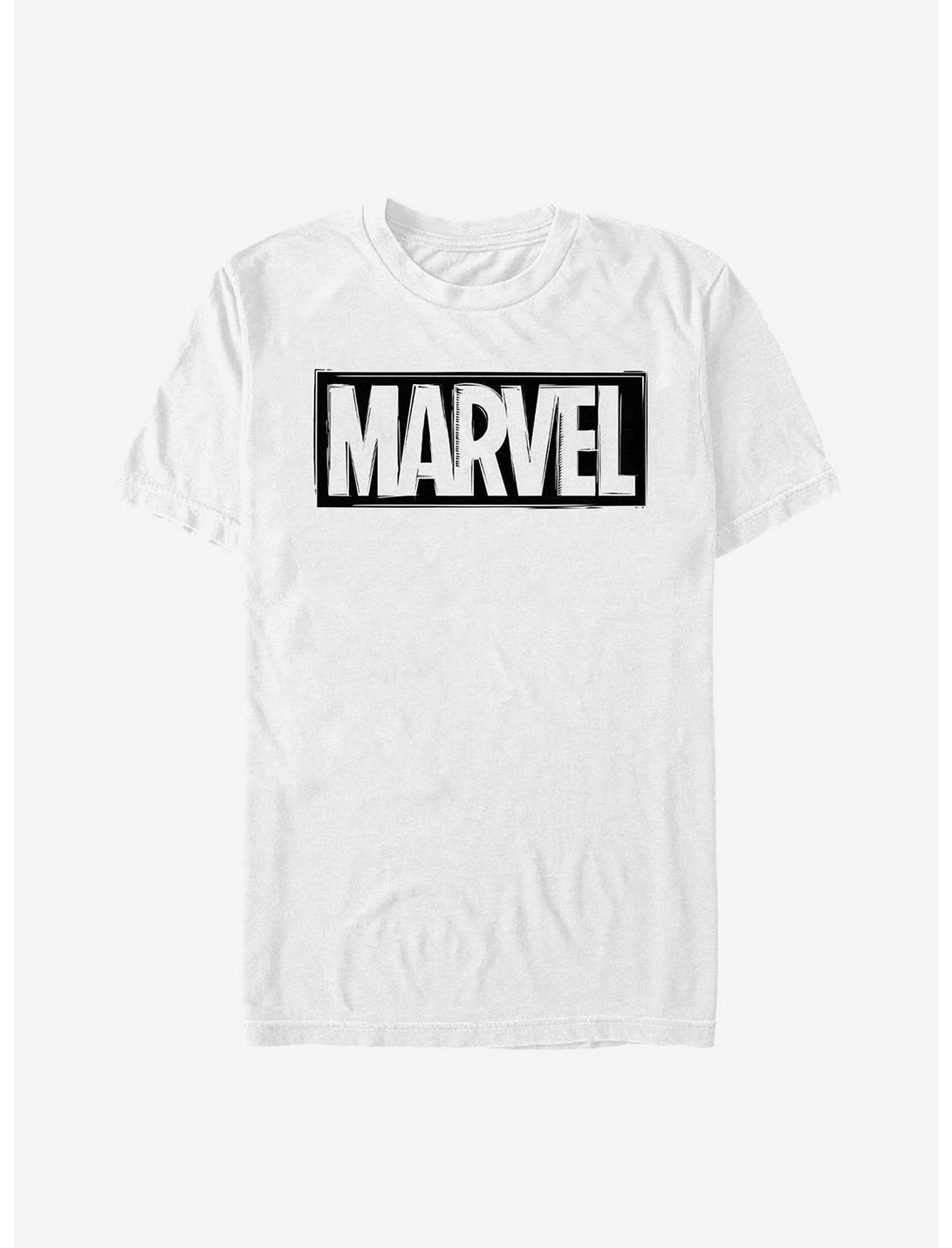 Marvel Logo Cut T-Shirt, WHITE, hi-res