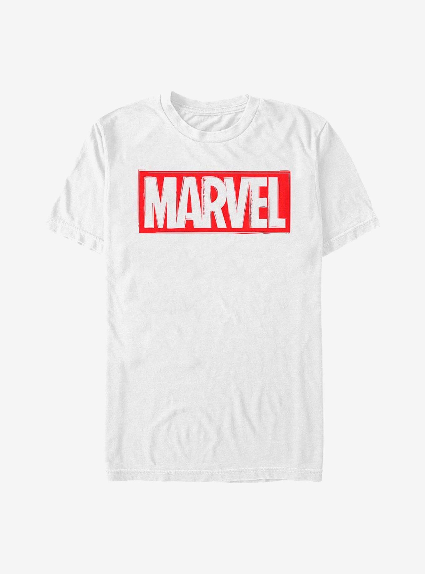 Marvel Logo Cut T-Shirt, WHITE, hi-res