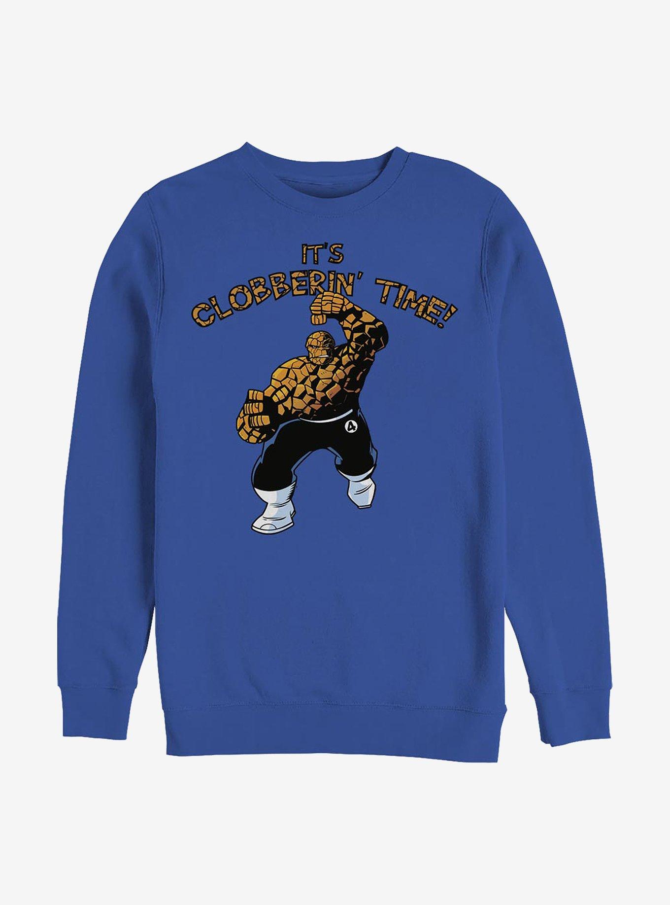 Marvel Fantastic Four Time To Clobber Crew Sweatshirt, ROYAL, hi-res