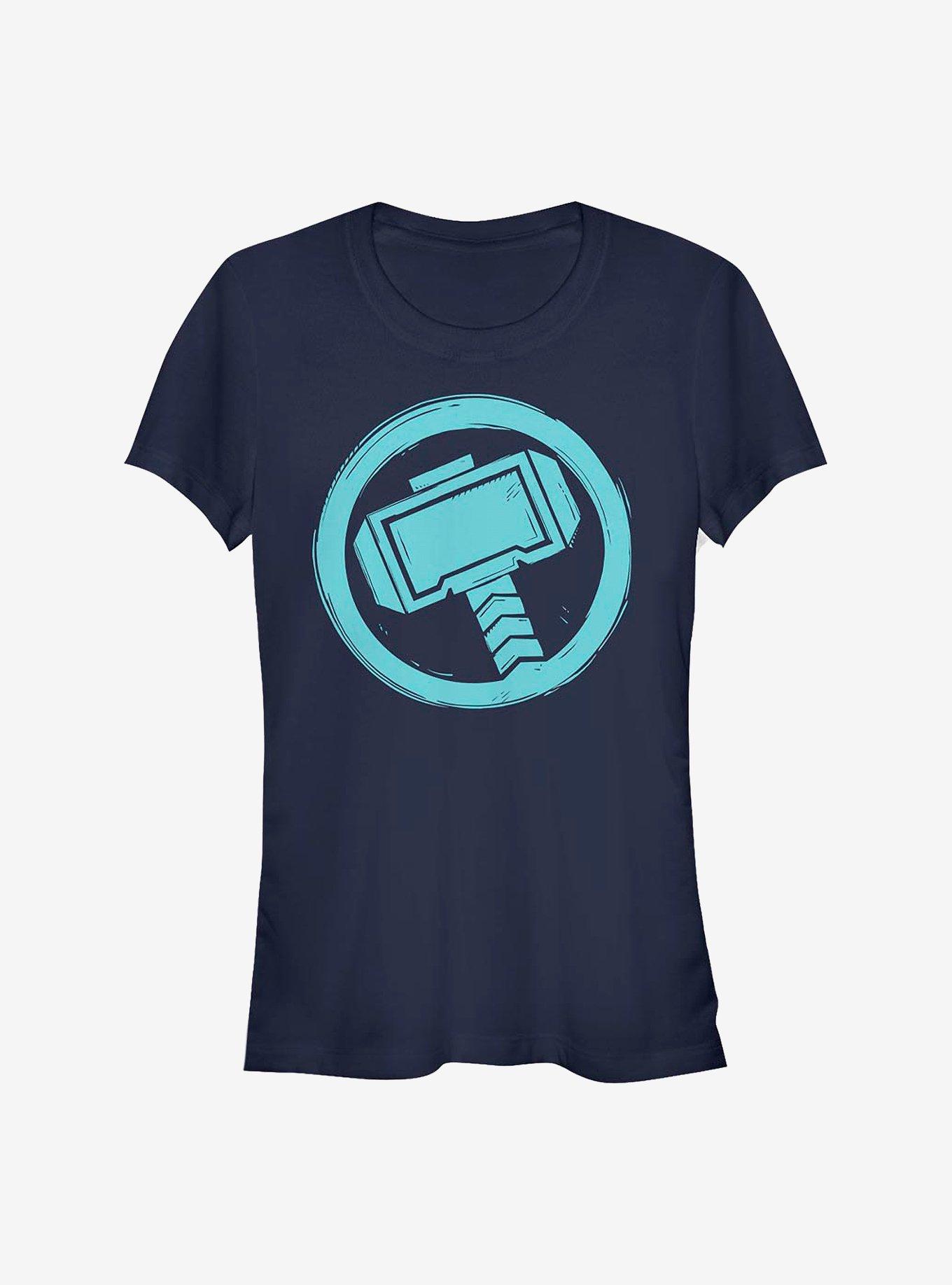 Marvel Thor Woodcut Thor Girls T-Shirt, NAVY, hi-res