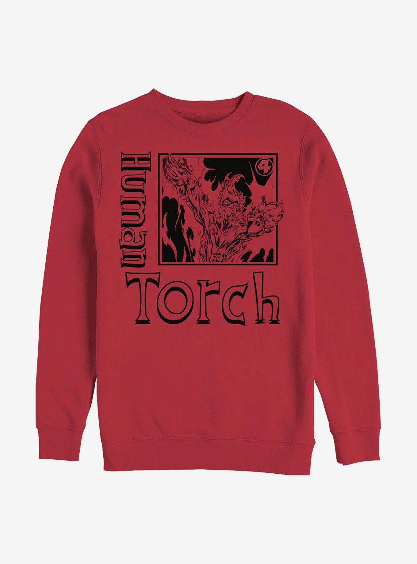 Marvel Fantastic Four Torch Pose Crew Sweatshirt, RED, hi-res